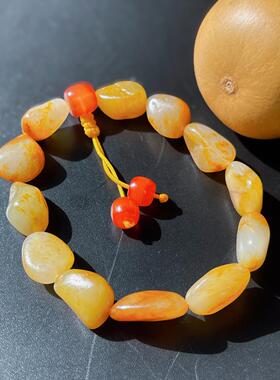 新疆和田玉白玉籽玉原石手串 随形玉石手链 男女款文玩手串