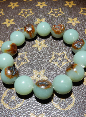 和田玉俄料酱红皮山流水 16mm 手串 天然玉石手链男款 带证书