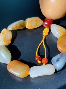 新疆和田玉籽玉原石手串 多宝玉石手链男女文玩饰品