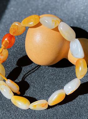 新疆和田玉白玉籽料原石手串 随形玉石手链 男女款文玩手串