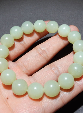 和田玉俄料红皮山流水 12mm 手串 天然玉石手链男女款 带证书