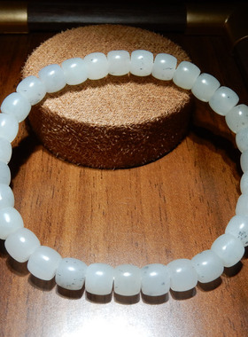 和田玉【新疆青花籽料手串】7mm 白底墨点款 国风单圈男女手饰