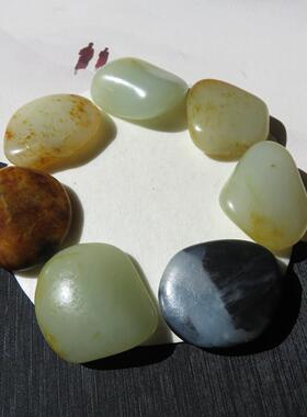 一方玉舍新疆和田玉籽料原石手串 多宝玉石手链男女文玩饰品