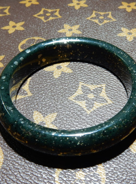 【和田玉闪金手镯】墨绿洒金款 独特纹理国风女款玉镯