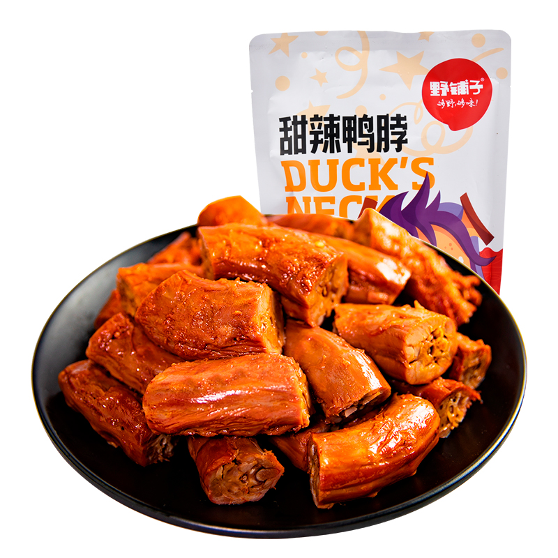 【第2件0元】大颗粒装武汉精武风味甜辣鸭脖190g卤味小零食旗舰店(用10元券)