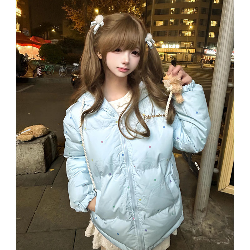可爱波点立领羽绒棉服女冬季2025年巨好看超火洋气保暖棉衣面包服 - 图2