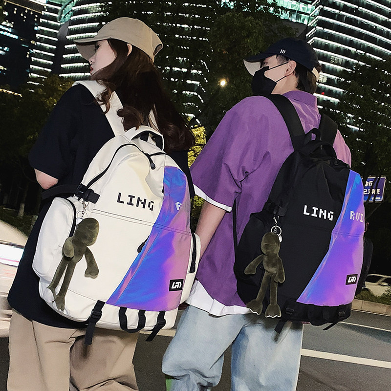 反光休闲运动女中学生男轻便双肩包 梦凡客双肩背包