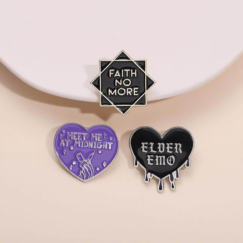 Foreign trade hot-selling alloy badge black love letter rock band badge trend clothing accessories pin