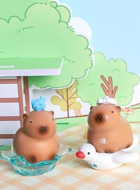 可爱网红卡皮巴拉盲盒摆件少女心潮玩手办树脂公仔摆件送女生礼物