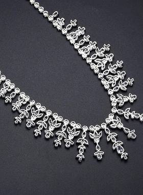 欧美新娘项链时尚流苏超闪婚礼宴会礼服配饰女士锆石项饰