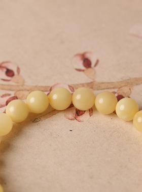 新品天然俄料白花蜜蜡女手串手链搭配瓦西料南红捡漏手工