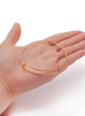 不锈钢线圈精抛光铁丝手镯跨境推拉镯子开口手环记忆钢丝镯