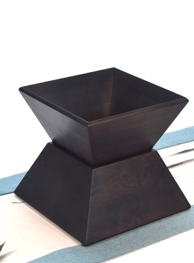 黑檀大升斗实木古法摆件果盘