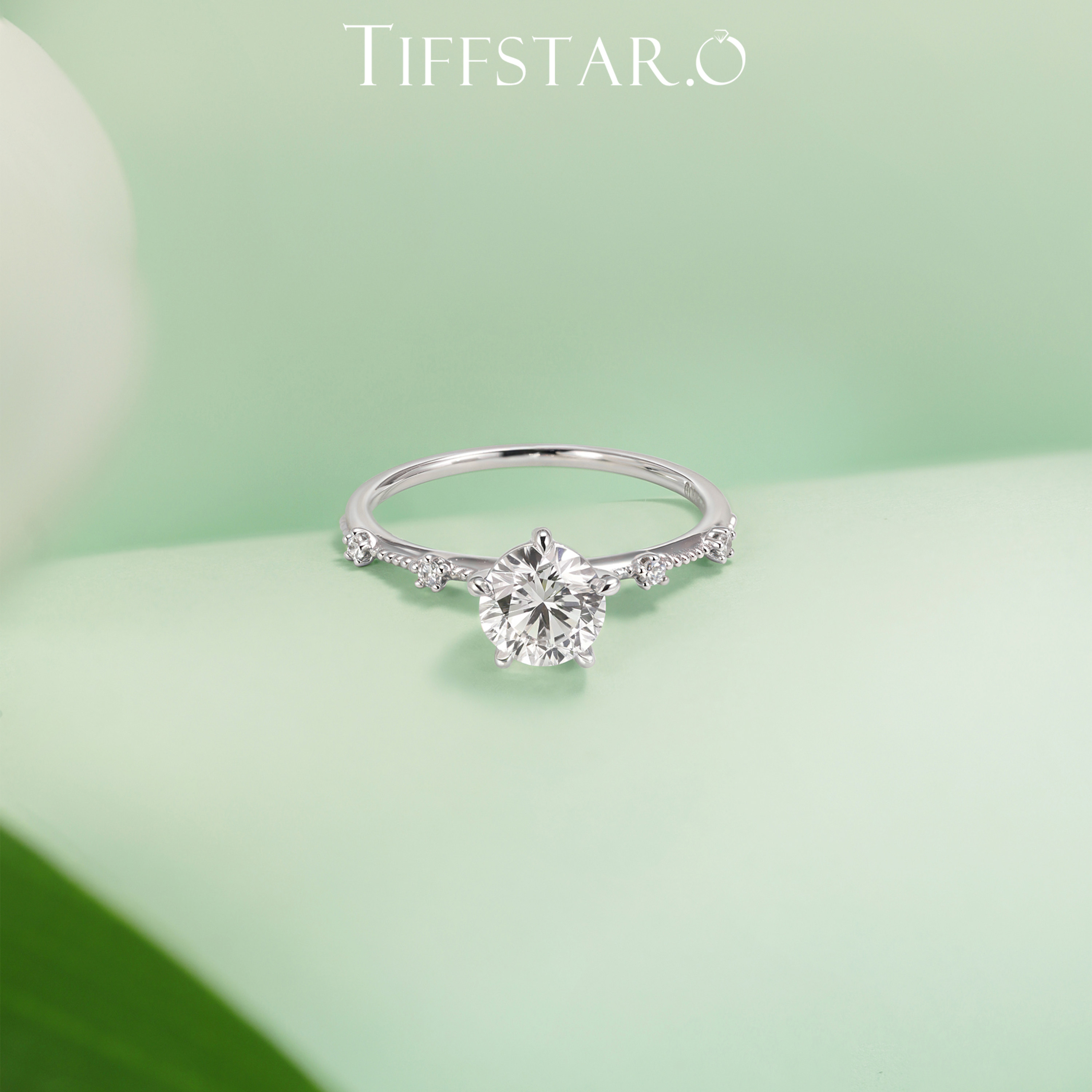 Tiffany Diamond Platinum PT950 Cultured Diamond Ring
