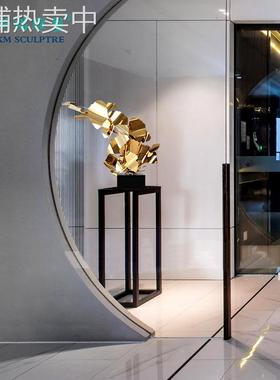 金色轻奢不锈钢创意银杏叶造型装饰摆件现代简约工艺品客厅会所