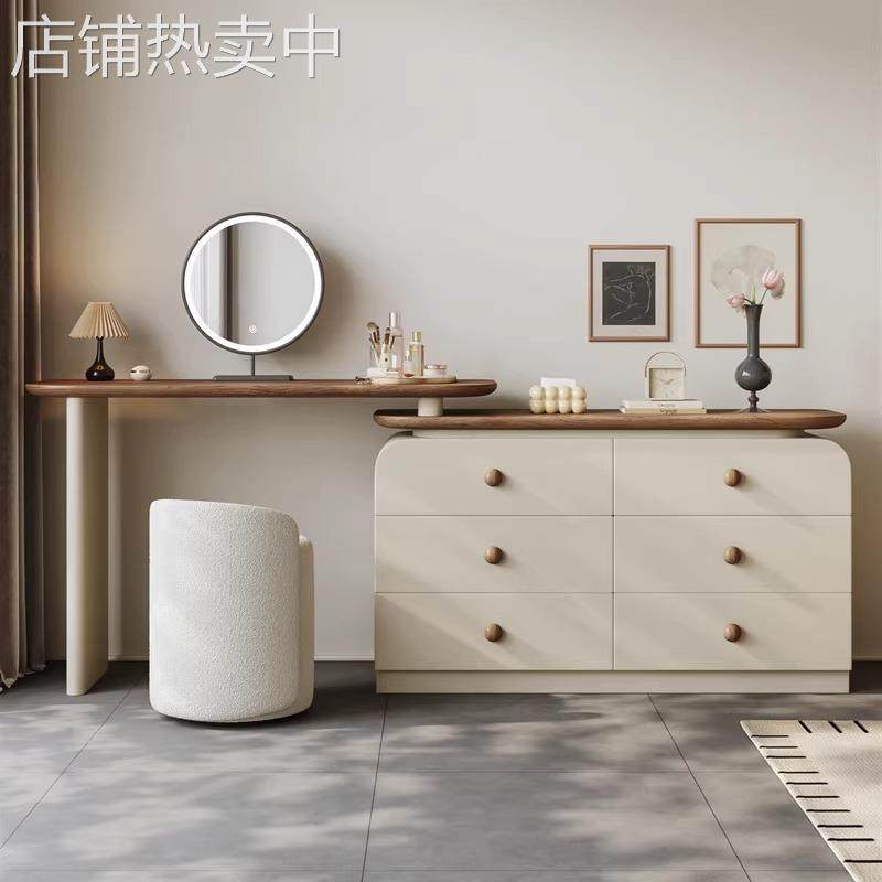 lw0中古实木梳妆台收纳柜一体奶油简约斗柜卧室床尾柜复古化妆桌,淘宝优惠券,粉丝福利购,淘宝优惠卷