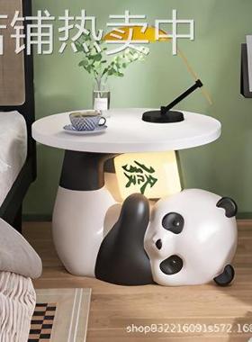 创意熊猫储物床头柜儿童房卡通卧室小型现代家用收纳床边柜置物