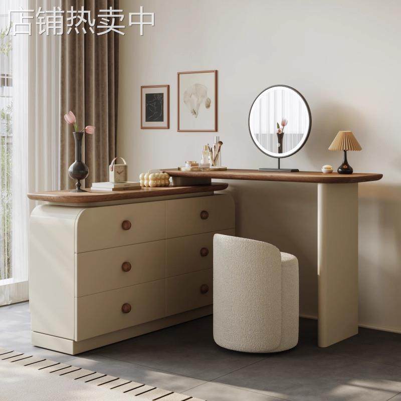 lw0中古实木梳妆台收纳柜一体奶油简约斗柜卧室床尾柜复古化妆桌,淘宝优惠券,粉丝福利购,淘宝优惠卷