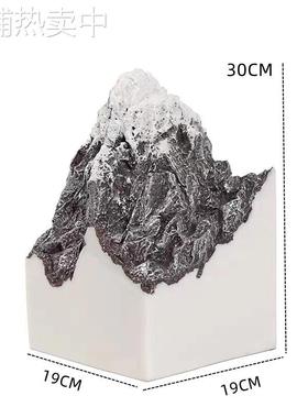 纯白色假山摆件 树脂工艺品 山峰室内景观 新中式家居饰品摆件