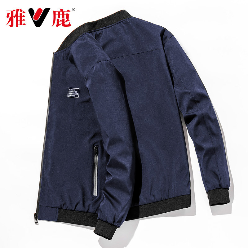 雅鹿提趣专卖店雅鹿夹克男春秋帅气潮流新品薄款外套修身休闲百搭男士棒球服0
