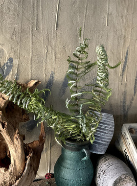 植物小鸟叶干花花束家居民宿软装创意店铺陈列布景装饰摄影道具