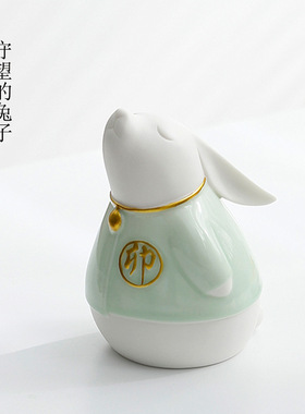 电视柜摆件陶瓷白兔子摆设客厅创意家居软装饰品简约现代乔迁礼物