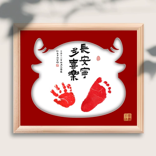 Защитный амулет, отпечатки рук и ног, памятная чернильная подушечка, детская фоторамка из натурального дерева для новорожденных, делается под заказ