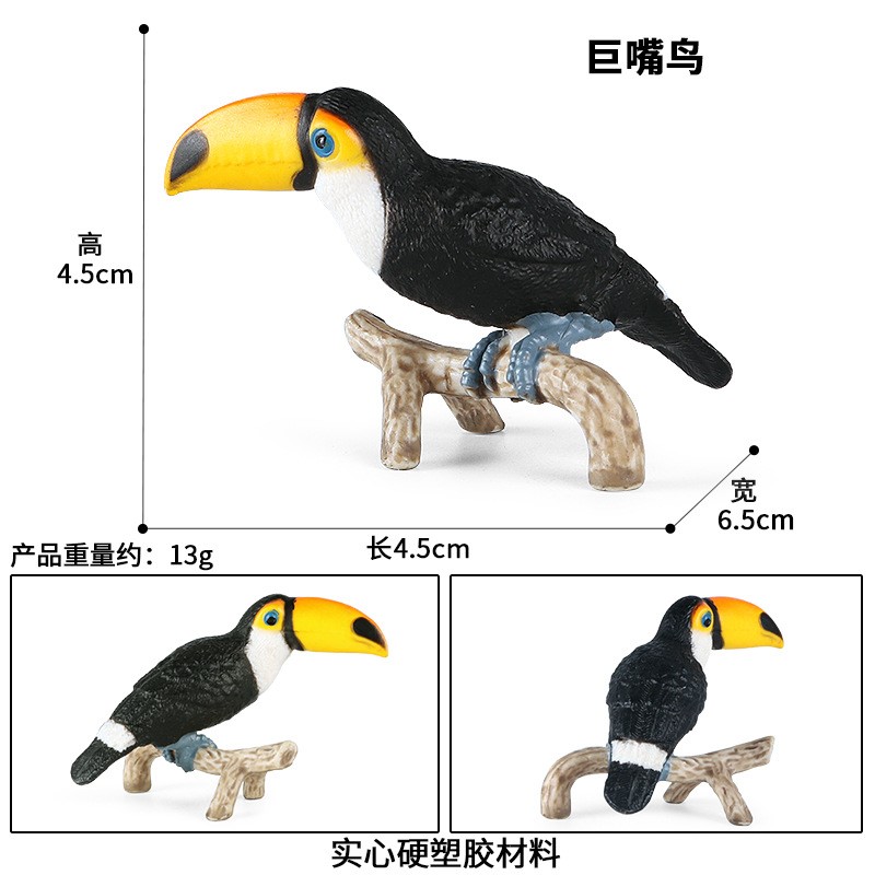 仿真动物巨嘴鸟模型实心动物园鸟类玩具大嘴鸟鹦鹉儿童认知摆件-图1