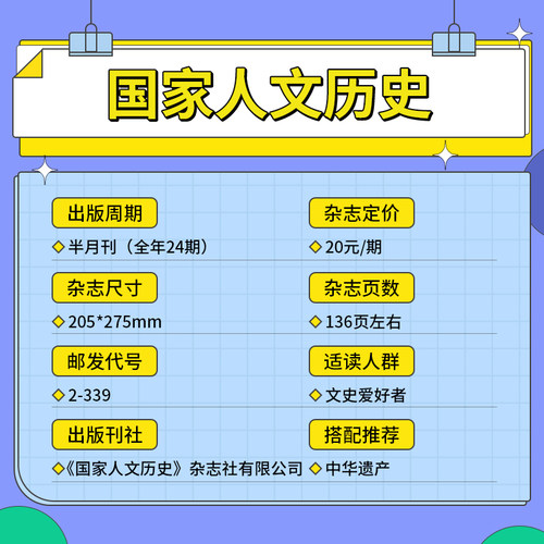 【全年订阅】国家人文历史杂志2026/2025/24/23/22全年打包 总24期 文学历史期刊书籍 文史知识参考时事政论 初高中生课外阅读 - 图0