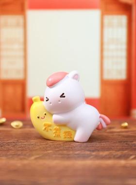新年潮玩手办无忧无虑小白马盲盒家居装饰发財摆件公司年会伴手礼