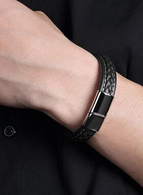 亚马逊爆款男士手链手工编织手镯高档独立包装时尚男女饰品