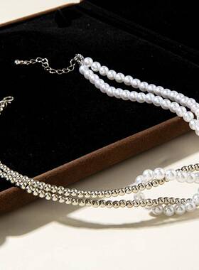 欧美跨境饰品简约百搭日韩小清新串珠方糖圆珠珍珠项链