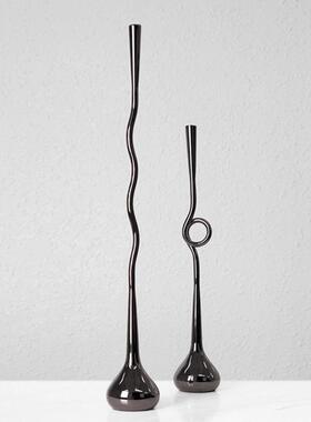 极简金属曲线延伸线条蜡烛台餐厅餐桌浪漫氛围设计师艺术饰品摆件