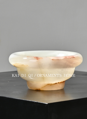 中古风高级感小众玉石摆件小花瓶样板间别墅茶室书架展示柜装饰品