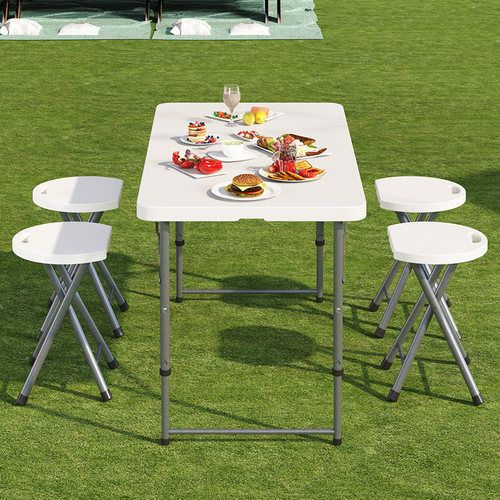 户外折叠桌子摆摊长方形桌子出摊可升降便携式露营塑料新型餐桌椅 - 图1