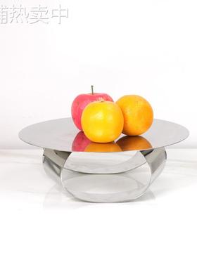 轻奢现代不锈钢镜面水果盘创意艺术软装饰品样板房间茶几托盘摆件