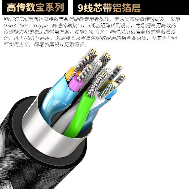 英西达 适用于爱国者S7 S8 P1硬盘线USB3.2Gen2固态移动硬盘数据线type-c电脑高速传输线手机连接线SSD专用线 - 图1