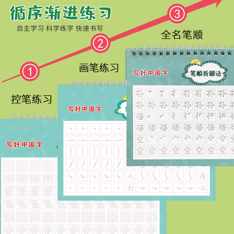 幼儿园宝宝姓名定制凹槽练字帖入学姓名练习用本儿童一笔一划带笔画笔顺练习写名字正楷书初学者大班中班启蒙练字订做名字字帖 - 图3