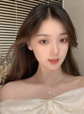 「北海道恋人」轻奢高级感方块锆石项链小众温柔双层锁骨链颈链