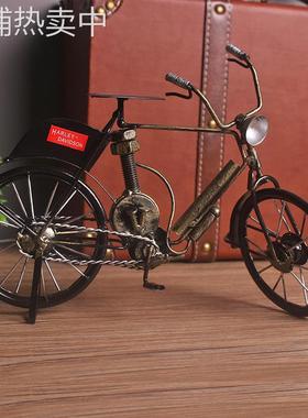 美式复古创意铁艺自行车家居饰品桌面摆件手工做旧单车装饰工艺品