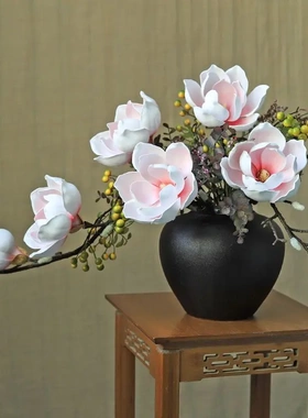 花朵丰盈饱满中式仿真莲花玉兰花