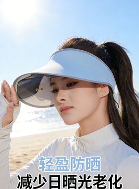 墨镜帽子一体空顶遮阳一体帽紫外线遮阳防晒太阳夏季遮脸骑车帽檐