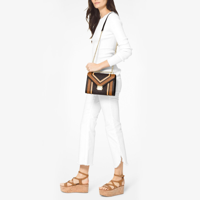 mk whitney大号老花拼色单肩斜挎包 MICHAEL KORS女士包袋