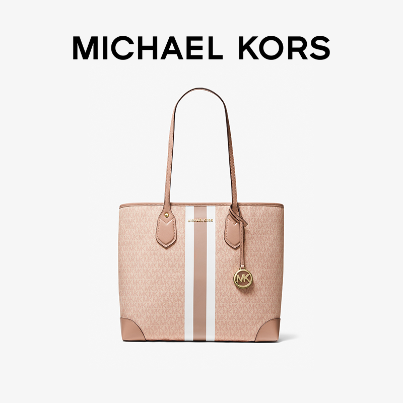 MICHAEL KORS Eva 女士大号老花条纹单肩子母托特包 - 图0