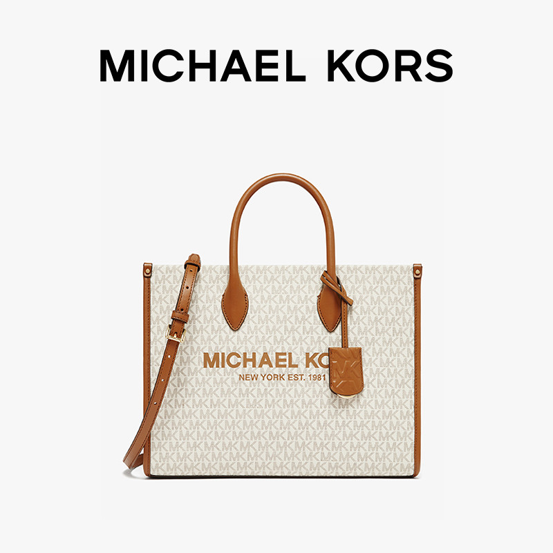 mk mirella中号老花通勤手提托特包 MICHAEL KORS女士包袋