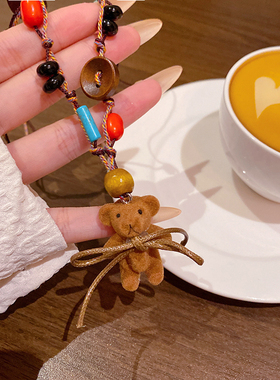 通勤可爱毛绒小熊项链女