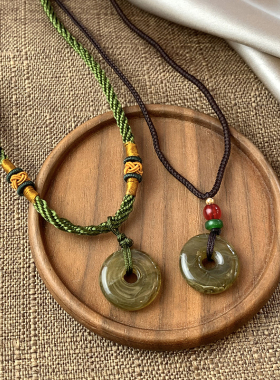 古风平安扣编织绳项链女新中式复古配饰ins小众设计高级感锁骨链