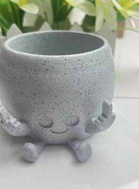 跨境创意双手竖中指花盆摆件家居庭院设计盆栽艺术可爱装饰品摆件