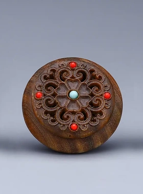 绿檀木雕创意猫香囊吊坠可打开手机链挂件嘎乌盒汽车男女