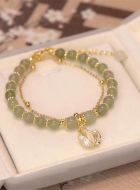 小红书同款小清新郁金香和田钰手链手串百搭琉璃莲花树叶手链